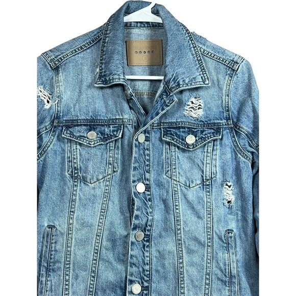 Blank NYC Heavily Distressed Raw Hem Denim Jean Jacket Women's Size Small - Picture 4 of 10